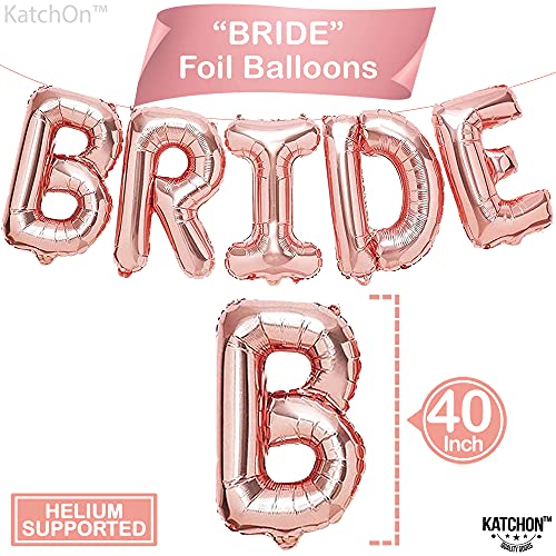KatchOn, XtraLarge Iridescent Backdrop with Bride Balloons Rose Gold Set - 40 Inch, Pack of 4 | Diamond Ring Balloon, Bride Balloons Bachelorette Party Decorations | Iridescent Party Backdrop Decor