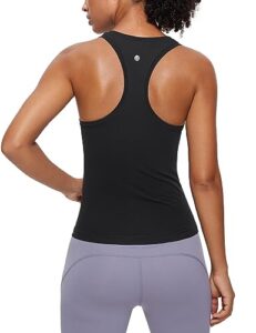 crz yoga seamless tank top for women racerback sleeveless workout tops athletic scoop neck running yoga shirts black x-large