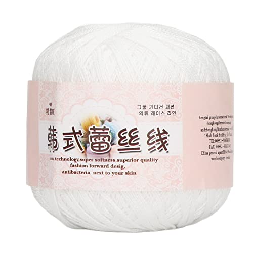 PESUMA Cotton Crochet Thread, Washable Lace Thread, Anti-Pilling Cotton Yarn for Knitting, DIY Crafts, and Lace Weight Projects, Comfortable Yarn for Crochet Hats and Weaving, White