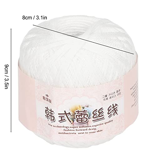 PESUMA Cotton Crochet Thread, Washable Lace Thread, Anti-Pilling Cotton Yarn for Knitting, DIY Crafts, and Lace Weight Projects, Comfortable Yarn for Crochet Hats and Weaving, White