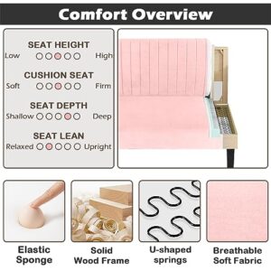 STHOUYN 43" W Mini Small Comfy Couch Armless Loveseat Sofa for Bedroom with USB Port, Velvet Pink Small Couches for Small Spaces Living Room, Apartment Office Dorm (Pink)