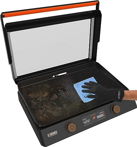 22 Inch Blackstone Electric Griddle Nonstick with Lid, 8001 E-Series Tabletop Large Griddle with Blackstone Griddle Accessories and Reusable Gloves and Cloth (8001-8202-GL-CL)
