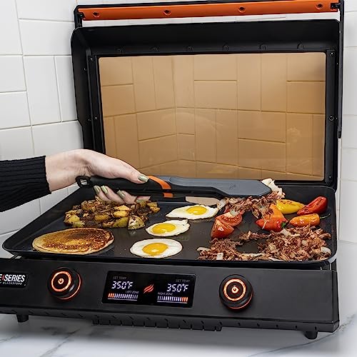 22 Inch Blackstone Electric Griddle Nonstick with Lid, 8001 E-Series Tabletop Large Griddle with Blackstone Griddle Accessories and Reusable Gloves and Cloth (8001-8202-GL-CL)