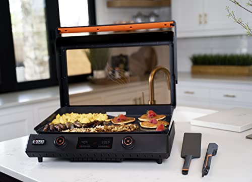 22 Inch Blackstone Electric Griddle Nonstick with Lid, 8001 E-Series Tabletop Large Griddle with Blackstone Griddle Accessories and Reusable Gloves and Cloth (8001-8202-GL-CL)