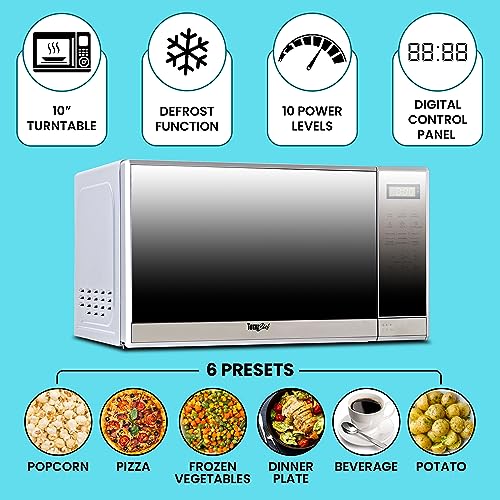 Koolatron 1.7 Cu Ft Compact Fridge + 700W Microwave Combo: Includes White Flat Back Countertop Fridge/Freezer + Total Chef 0.7 Cu Ft Stainless Steel Touch Control Microwave, Student Dorm Room, Office