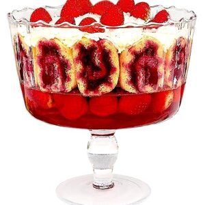 Barski Large Glass Trifle Bowl, with Scallop Design - 9" D - European Beautiful Hand Made Glass - 168 oz (over 5 quarts) Clear