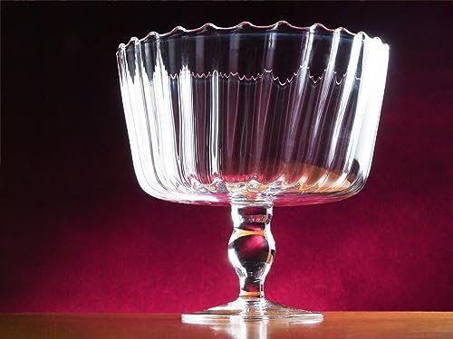 Barski Large Glass Trifle Bowl, with Scallop Design - 9" D - European Beautiful Hand Made Glass - 168 oz (over 5 quarts) Clear