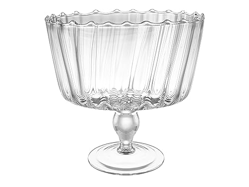 Barski Large Glass Trifle Bowl, with Scallop Design - 9" D - European Beautiful Hand Made Glass - 168 oz (over 5 quarts) Clear