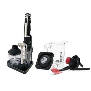 blendtec immersion blender - handheld stick blender, whisk, and food processor and twister jar - includes 3 attachments, 20 oz bpa-free jar, and storage tray - stainless steel