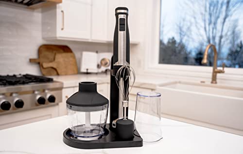 Blendtec Immersion Blender - Handheld Stick Blender, Whisk, and Food Processor and Twister Jar - Includes 3 Attachments, 20 oz BPA-Free Jar, and Storage Tray - Stainless Steel