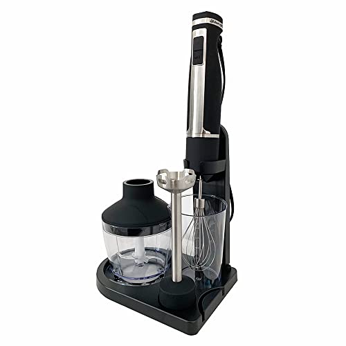 Blendtec Immersion Blender - Handheld Stick Blender, Whisk, and Food Processor and Twister Jar - Includes 3 Attachments, 20 oz BPA-Free Jar, and Storage Tray - Stainless Steel