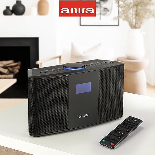 AIWA Exos 5 Wireless Speaker - Unleash Powerful Sound and Versatile Connectivity - Experience Bluetooth Freedom, FM Radio, Clock, 20W RMS, LCD Display, and Alarm Clock Functionality