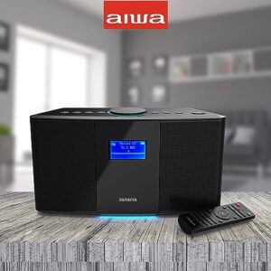 AIWA Exos 5 Wireless Speaker - Unleash Powerful Sound and Versatile Connectivity - Experience Bluetooth Freedom, FM Radio, Clock, 20W RMS, LCD Display, and Alarm Clock Functionality