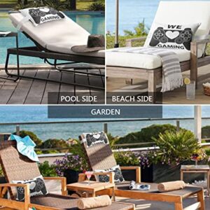 Outdoor Pillows Covers with Inserts WE GAMING Gray Gamepad Continuous Joystick Waterproof Recliner Pillow with Adjustable Strap Throw Pillows for Patio Furniture Pool Lounge Chair, 12x20 inch, 2PCS