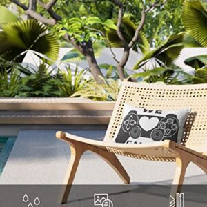 Outdoor Pillows Covers with Inserts WE GAMING Gray Gamepad Continuous Joystick Waterproof Recliner Pillow with Adjustable Strap Throw Pillows for Patio Furniture Pool Lounge Chair, 11x16 inch, 1PCS
