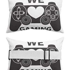 Outdoor Pillows Covers with Inserts WE GAMING Gray Gamepad Continuous Joystick Waterproof Recliner Pillow with Adjustable Strap Throw Pillows for Patio Furniture Pool Lounge Chair, 11x16 inch, 1PCS