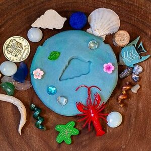 OPEN ENDED TOYS: Play Dough Kit, Sensory Kit, Eco Dough, Sensory Play, On The Go Kid Activity, Kid Party Favors, Creativity for Kids (Ocean Play Dough Jar)