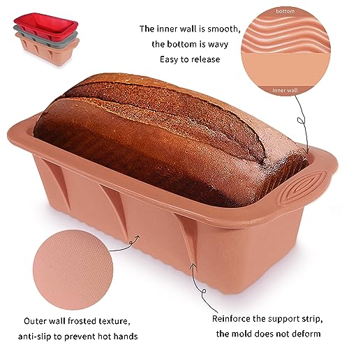 UOUYOO 3 Pack Bread pan loaf pan silicone molds for baking silicone bread loaf pan for Homemade Cakes, Breads, Meatloaf and quiche omelets