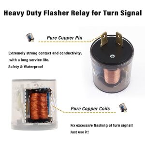 2PCS LED Flasher Relay,Heavy Duty 12V 2-Pin Electric LED Turn Signal Relay,Two Prong Round Blinker Relay for Fixing Car Motorcycle Scooter Bike Turn Signal Light Frequent Flicker