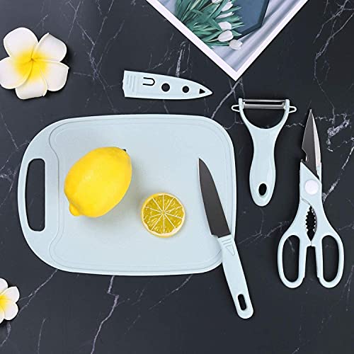 YANHAO 7Pcs Camping Kitchen Utensil with Tongs, Scissors, Cutting Board, Rice Paddle and Water Resistant Case for Daily Meal or Outdoor Hiking Picnic and Trekking