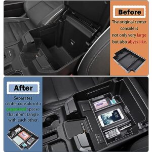 RUNROAD Center Console Organizer Compatible with 2023 Chevy Silverado 1500 /GMC Sierra 1500 & 2024 Silverado/Sierra 1500/2500HD/3500HD Accessories Insert Armrest Tray, Full Console w/Bucket Seats ONLY