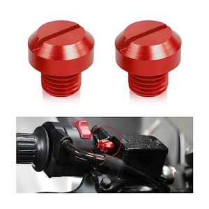 zipelo motorcycle mirror screw, 2 pcs mirror hole plugs for motor rearview mirrors, blanking motorcycle decorative accessories, aluminum alloy screws plug (right+left/red)