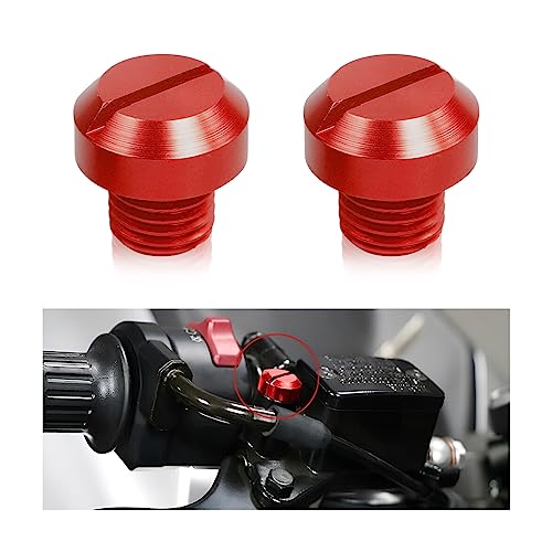 zipelo Motorcycle Mirror Screw, 2 Pcs Mirror Hole Plugs for Motor Rearview Mirrors, Blanking Motorcycle Decorative Accessories, Aluminum Alloy Screws Plug (Right+Left/Red)