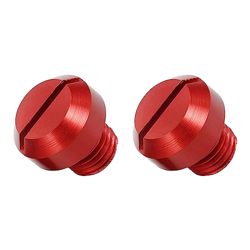 zipelo Motorcycle Mirror Screw, 2 Pcs Mirror Hole Plugs for Motor Rearview Mirrors, Blanking Motorcycle Decorative Accessories, Aluminum Alloy Screws Plug (Right+Left/Red)