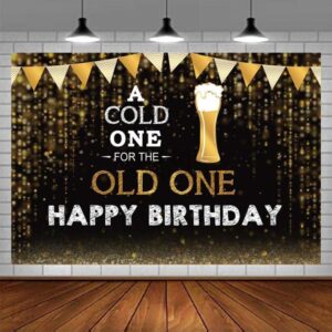 photography backdrop for men a cold one for the old one background for birthday black and gold for parties beer party props 150x100