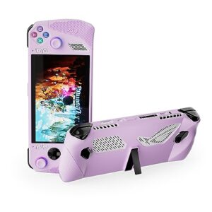 silicone skin case for 2023 asus rog ally handheld, rog ally accessories protective cover grip with stand (purple)
