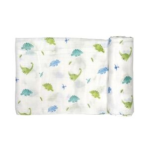 Bamboo Viscose Muslin Baby Swaddle Receiving Blanket (2-Pack), Dinosaur, 43"x43"