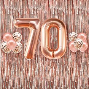 katchon, xtralarge rose gold fringe curtain - pack of 2 | rose gold backdrop, 70 rose gold balloon | 70th birthday decorations for women and bachelorette party decorations