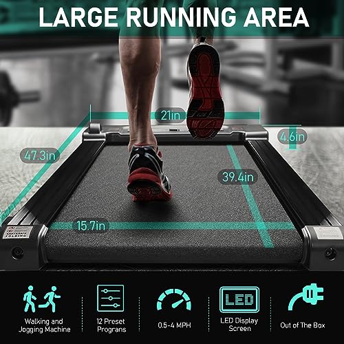 CEARTRY Treadmill with Incline, Under Desk Treadmill with 4% Incline, Walking Pad Treadmill, Incline Treadmill with 12 Preset Programs, Treadmills for Home and Office