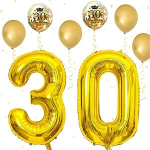 30th birthday decorations men, 30th birthday party decorations with giant foil number 30 balloon birthday confetti latex balloons metallic gold balloons for women 30 years old birthday balloons decor