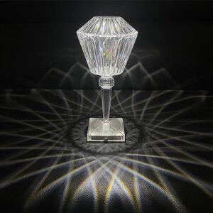 Marspeeder Crystal Table Lamp with 3-Color Dimmable Light, Portable USB Rechargeable LED Crystal Diamond Small Table Lamp, Touch Lamp for Bedroom,Wedding,Bars,Living Room,Office