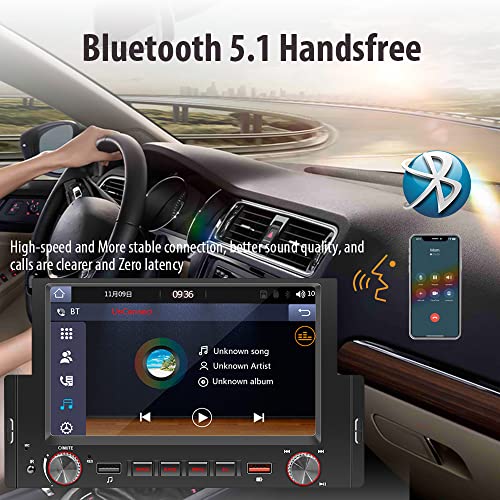 Single Din Car Stereo with 6.2 Inch IPS Full HD Touchscreen, Apple CarPlay/Android Auto/Phone Mirror-Link, FM Radio with Bluetooth 5.1 Handsfree and 12LED HD Backup Camera, Audio/Video Player