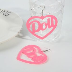 DOLL Earrings. Large Pair of Super Cute Doll Earrings for Cosplay, 1980’s and 90’s Cosplay, and More. Great Pair of Doll Earrings for Dress Up, Halloween Costumes, and More. Large Heart Shaped Pink Doll Earrings for Women, Girls, Teens and More.