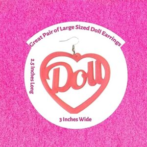 DOLL Earrings. Large Pair of Super Cute Doll Earrings for Cosplay, 1980’s and 90’s Cosplay, and More. Great Pair of Doll Earrings for Dress Up, Halloween Costumes, and More. Large Heart Shaped Pink Doll Earrings for Women, Girls, Teens and More.