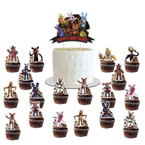 Birthday Party Supplies For Five Nights at Freddy's, Party Decorations For Five Nights at Freddy's- big Cake Topper - 24 Cupcake Toppers - 16 Balloons -Banner