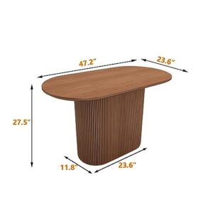 Oval Wood Dining Table, 47.2" Modern Wood Kitchen Table,Circular Table Top, Mid-Century Leisure Coffee Table for Kitchen, Dining Room, Living Room