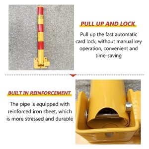 Car Parking Space Lock Bollard, High Visibility Yellow and Red Lockable Fold Down Car Parking Barrier Post, Private Car Park Driveway Guard Saver Blocker with Locking Base (Color : Black)