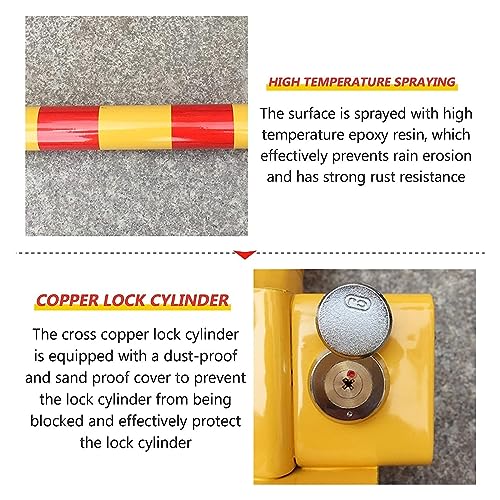 Car Parking Space Lock Bollard, High Visibility Yellow and Red Lockable Fold Down Car Parking Barrier Post, Private Car Park Driveway Guard Saver Blocker with Locking Base (Color : Black)