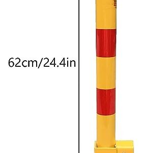 Car Parking Space Lock Bollard, High Visibility Yellow and Red Lockable Fold Down Car Parking Barrier Post, Private Car Park Driveway Guard Saver Blocker with Locking Base (Color : Black)