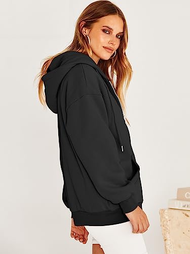 Prinbara Women's Sweater Trendy Hoodies Cute Jacket Casual Long Sleeve Fleece Sweatshirts Zip Up Y2k Clothes Teen Girl Tops 9PA89-heise-XS Black