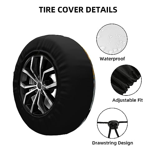 Cow with Sunflower Spare Tire Covers for Trailer Camper Rv SUV Truck Travel,Psychedelic Fantasy Tire Covers Camping Wheel Covers Car Accessories, Universal Fits, 15 inch