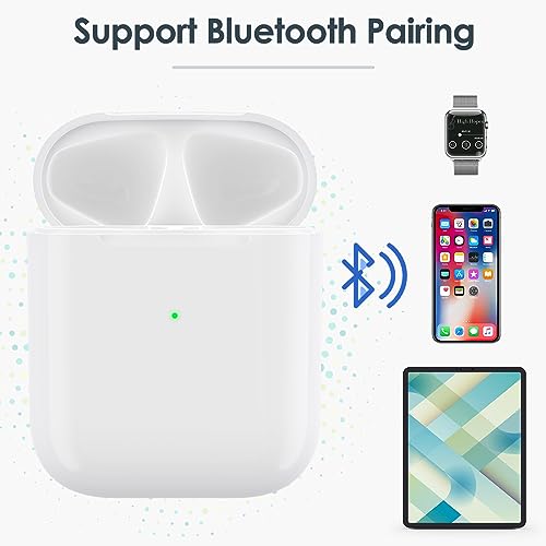 Airpod Charging Case Compatible with Airpods 1&2 Gen, Air Pods Charger Case Replacement, 450mAh Wireless Charging Case with Bluetooth Pairing Sync Button, NO Earbuds, White