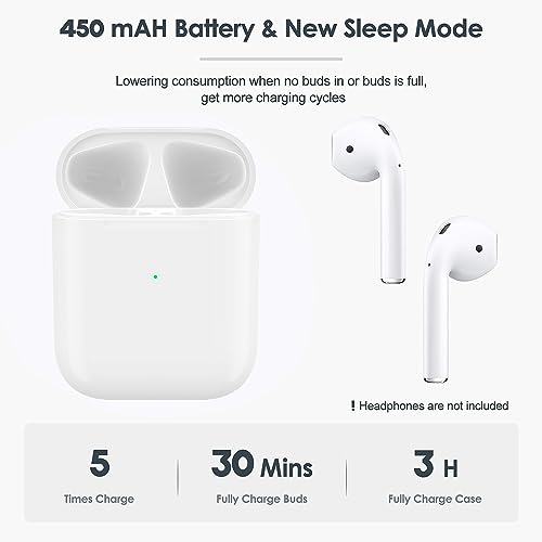 Airpod Charging Case Compatible with Airpods 1&2 Gen, Air Pods Charger Case Replacement, 450mAh Wireless Charging Case with Bluetooth Pairing Sync Button, NO Earbuds, White