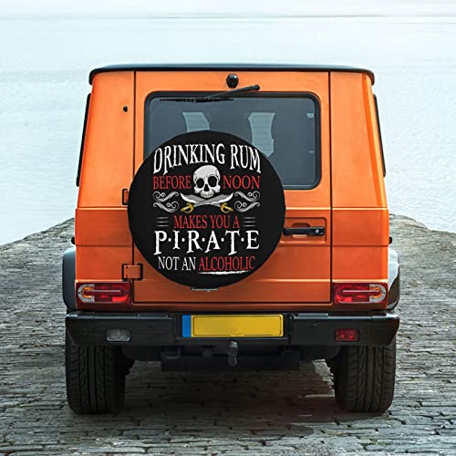 Rum Noon Pirate Drinking Funny Tire Cover Universal Fit Spare Tire Protector for Truck, SUV, Trailer, Camper, Rv