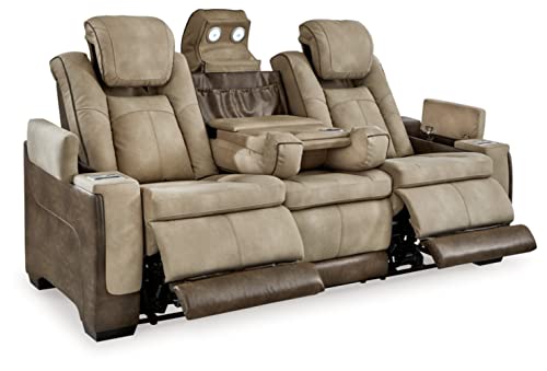 Signature Design by Ashley Next-Gen DuraPella Power Recliner with Adjustable Headrest, Sand & Next-Gen DuraPella Power Reclining Sofa with Adjustable Headrest, Sand