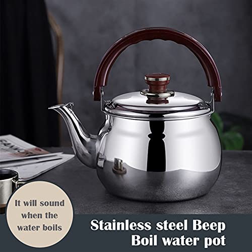 XENITE Tea Kettle Teapot Stainless Steel Boiling Water Tea Kettle Thicken Large Capacity Whistling Tea Pot Beep Reminder Teapot Suitable for Induction Cooker Tea Kettle Teapots (Size : 1.8L)